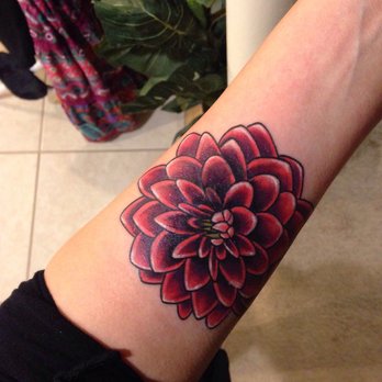 Cool Dahlia Flower Tattoo On Forearm