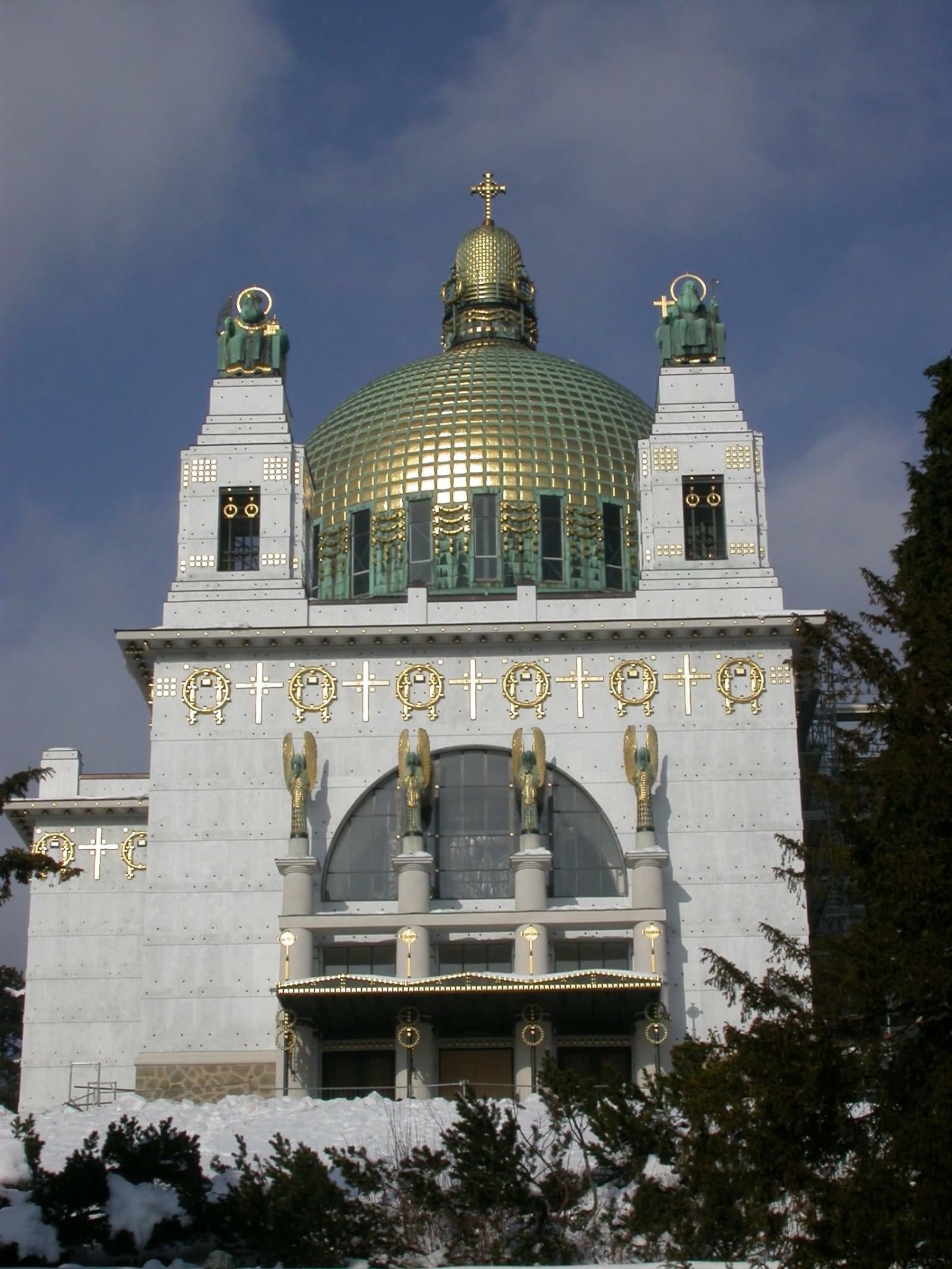 Front Facade Of Kirche am Steinhof In Vienna