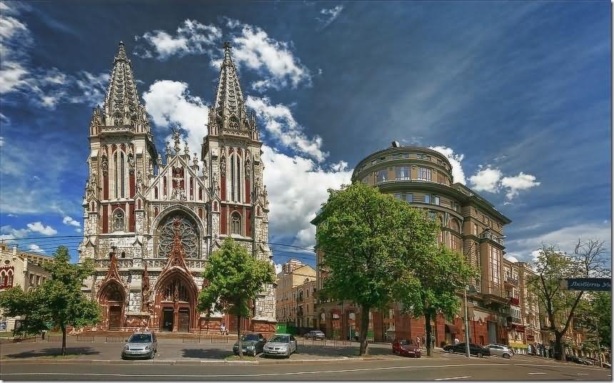 Front View Of The St. Nicholas Roman Catholic Cathedral In Kiev