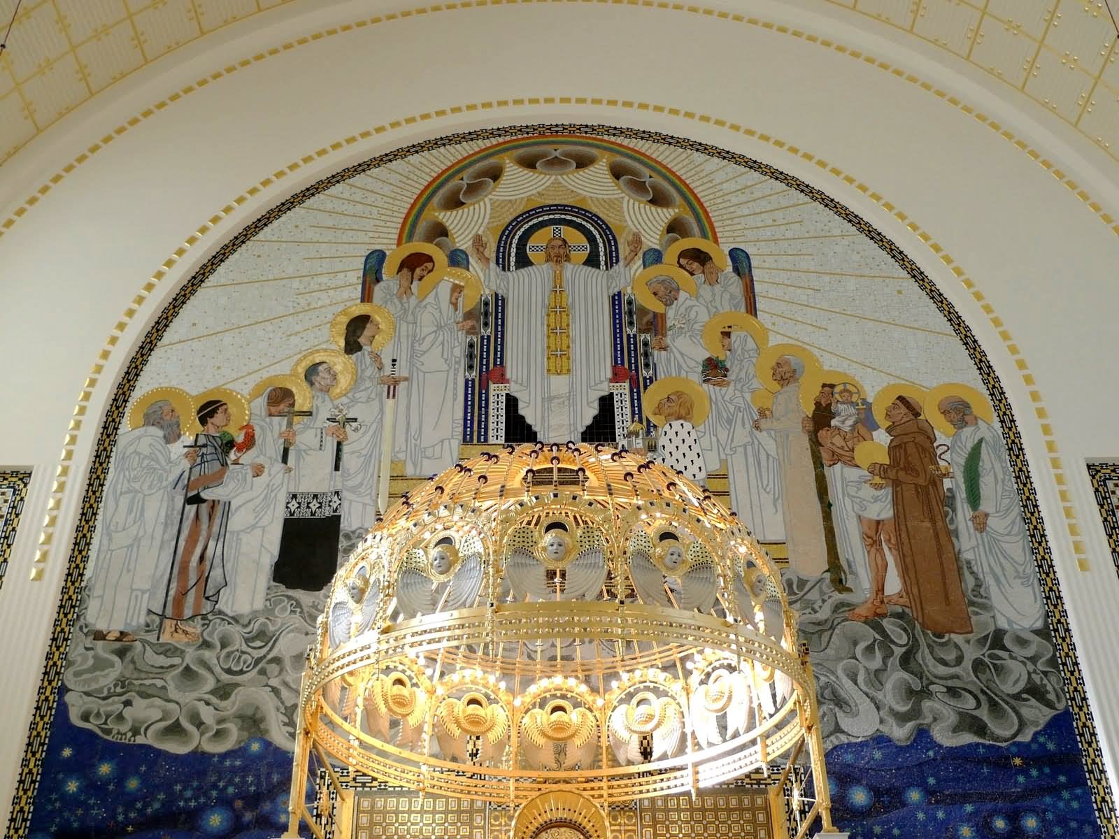 Jesus Christ Painting Behind The Altar Inside The Kirche am Steinhof