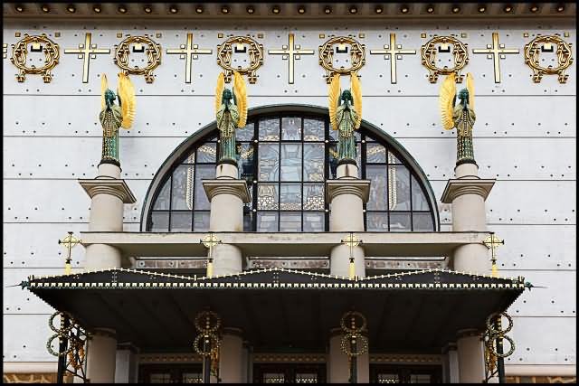 The Angel Statues On The Front Entrance Of The Steinhof Church