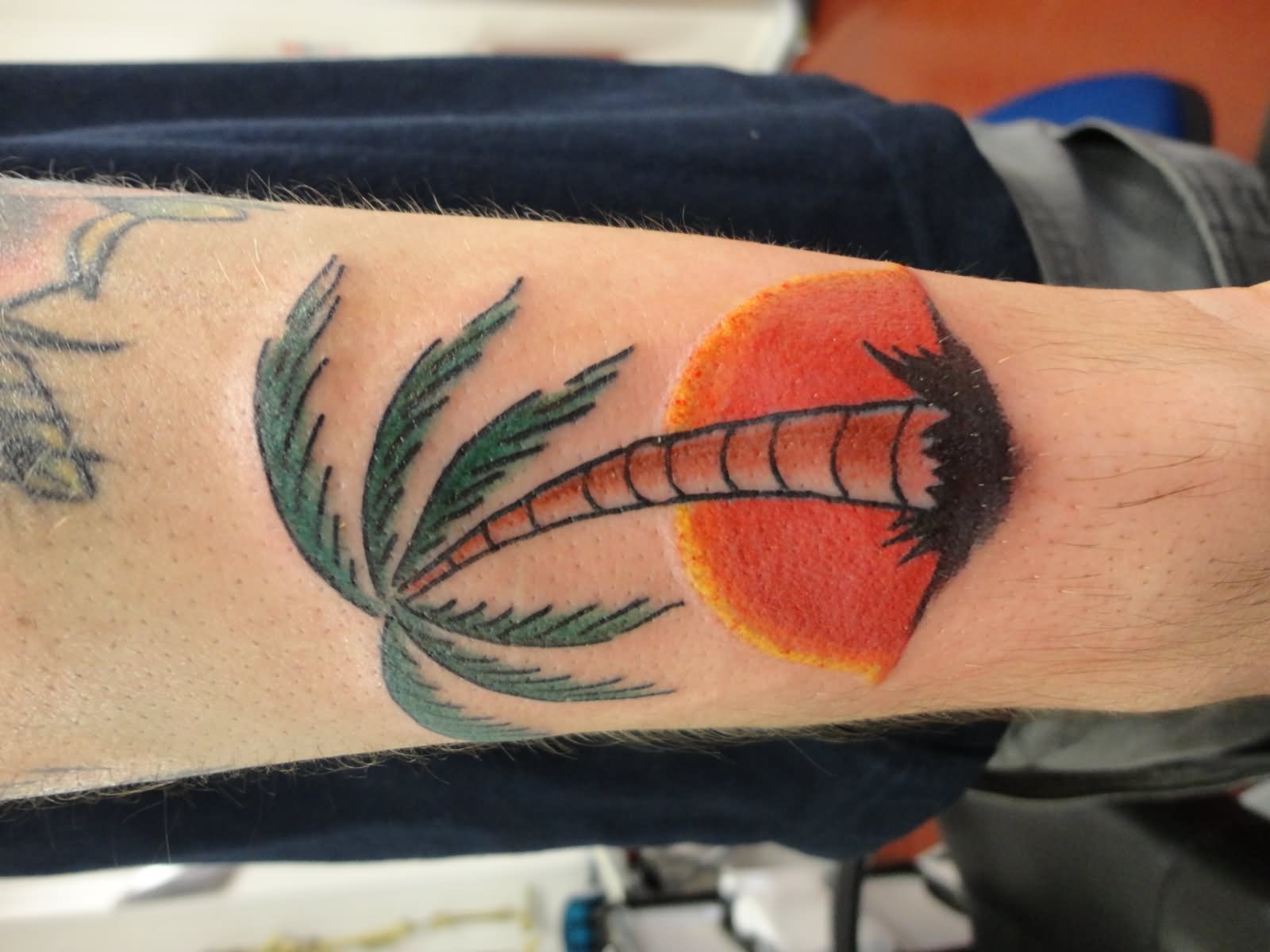 Old School Palm Tree Tattoo by Johngreaneytattoos