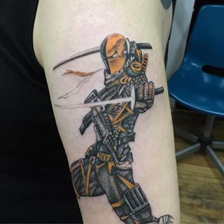 Classic Deathstroke Tattoo Design For Half Sleeve