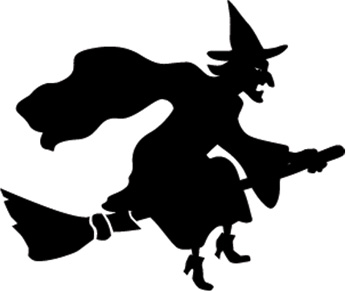 Black Silhouette Witch Tattoo Design