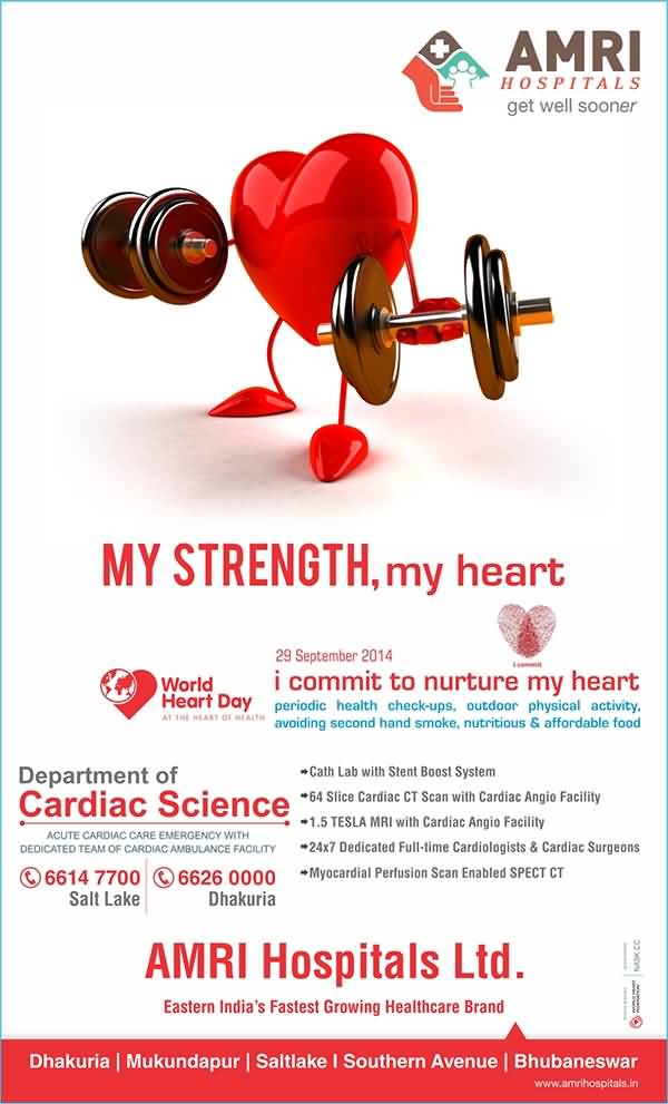 My Strength, My Heart Happy World Heart Day Poster