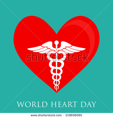 World Heart Day Medical Symbol On Heart Greeting Card