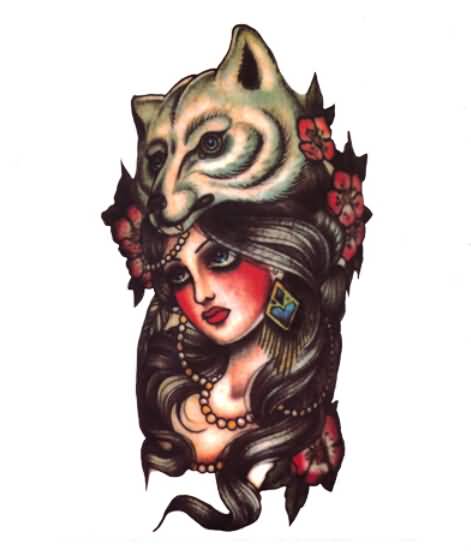 Fox Girl Tattoo Design Idea