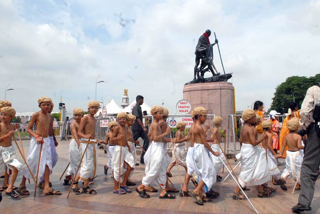 Kids Dressed As Mahatma Gandhi On The Occasion Of Gandhi Jayanti