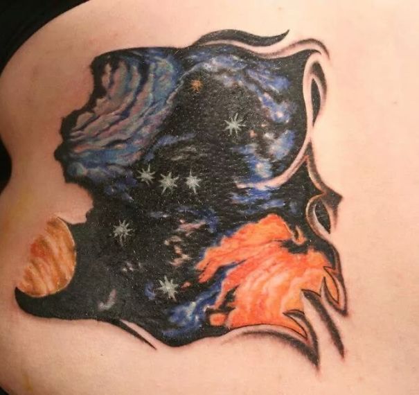 Colored Space Tattoo