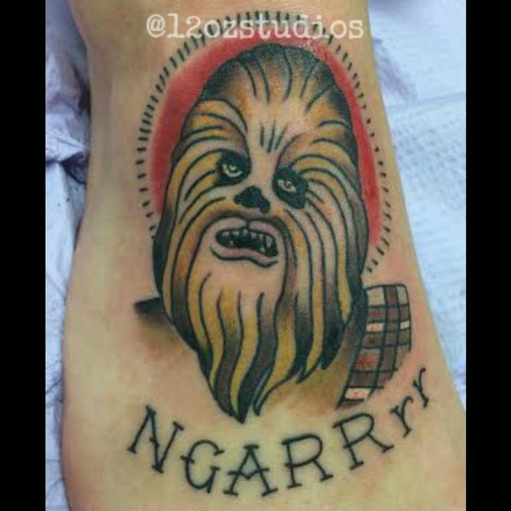 Nice Traditional Chewbacca Tattoo On Foot