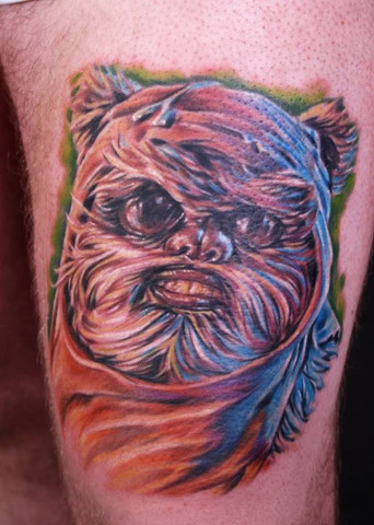 Star Wars Chewbacca Tattoo On Left Leg