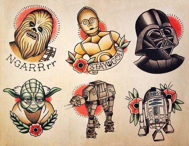 Traditional Chewbacca Tattoo Designs