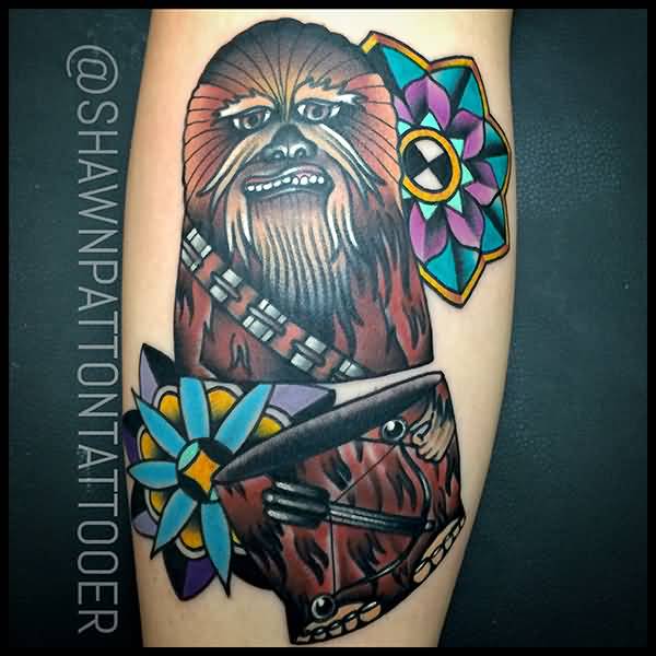 Traditional Chewbacca Tattoo On Arm