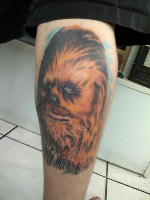 Wookie Traditional Chewbacca Tattoo on Leg