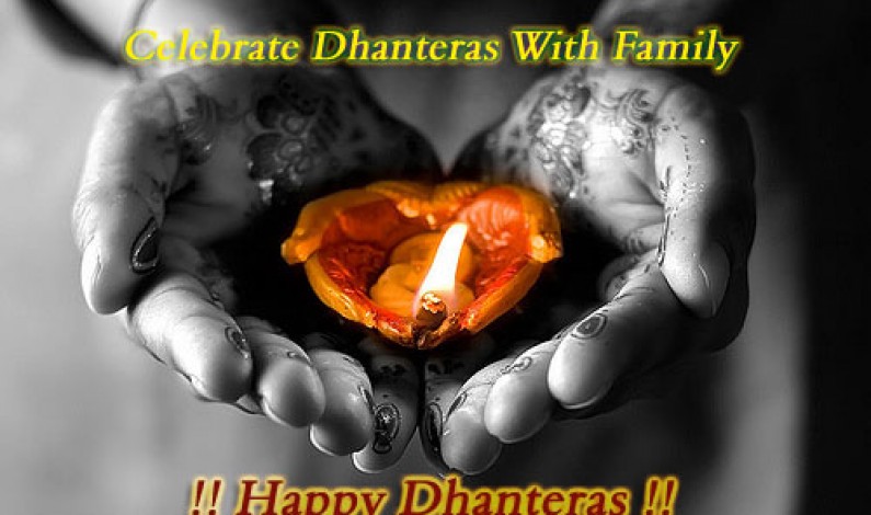 Celebrate Dhanteras With Family Happy Dhanteras Diya In Hand Picture