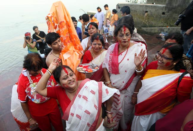 Durga Puja Celebrations At Bagbazar Ghat