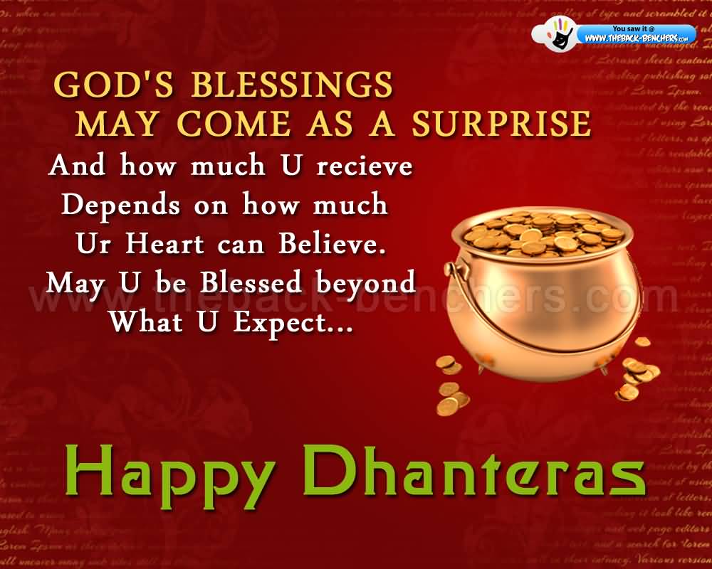 God's Blessings May Come As A Surprise Happy Dhanteras