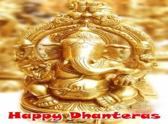 Happy Dhanteras Golden Idol Of Lord Ganesha