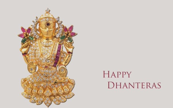 Happy Dhanteras Golden Statue Of Goddess Of Statue