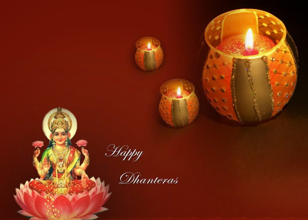 Happy Dhanteras Lamps And Goddess Lakshmi Picture