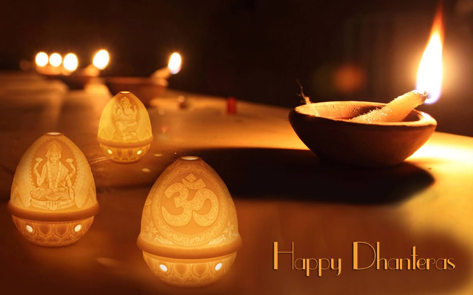 Happy Dhanteras Lighting Diya Wallpaper