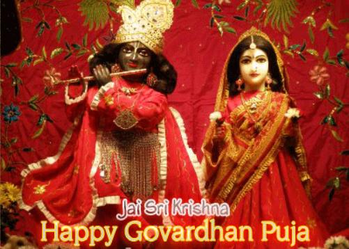 Jai Sri Krishna Happy Govardhan Puja Lord Krishna And Radha Picture