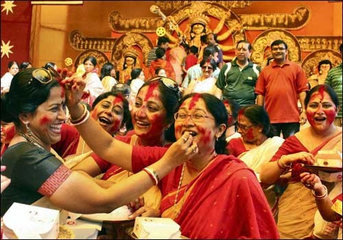 Ladies Celebrating Durga Puja Picture