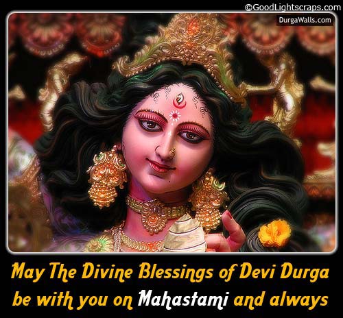 May The Divine Blessings Of Devi Durga Be With You On Mahastami And Always Happy Durga Puja Greeting Ecard