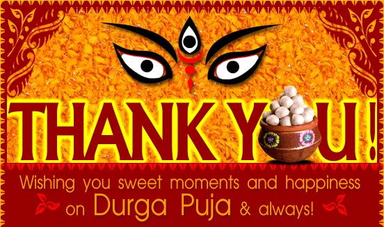 Thank You Wishing You Sweet Moments And Happiness On Durga Puja & Always Greeting Card