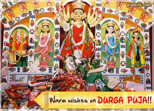 Warm Wishes On Durga Puja Greeting Card