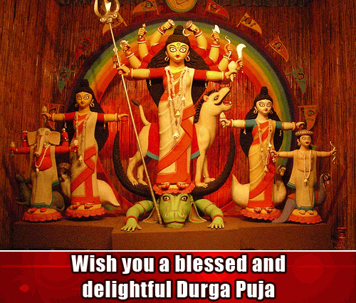 Wish You A Blessed And Delightful Durga Puja Greeting Card