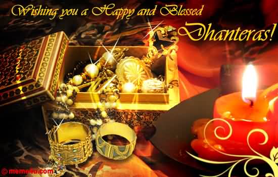 Wishing You A Happy And Blessed Dhanteras Greeting Card