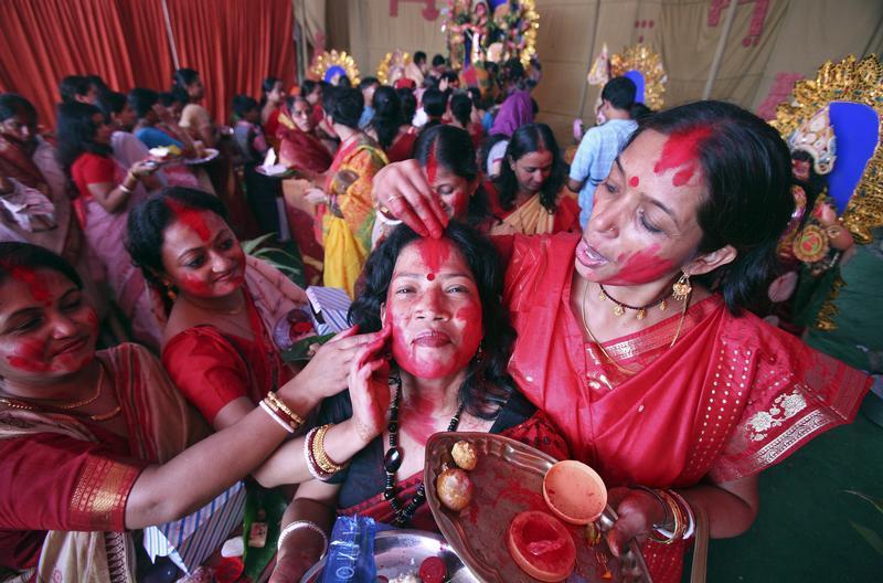 Women Enjoying Sindoor Khela Ahead Of Durga Puja Celebration