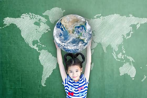 Child Health Day Little Girl Carrying Earth Globe Picture