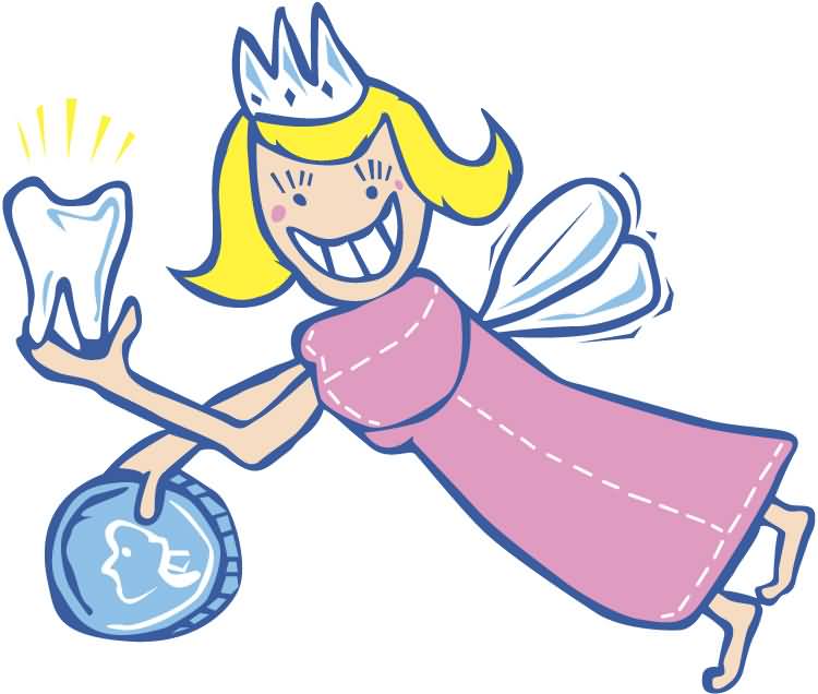 Tooth Fairy With Tooth Happy Tooth Fairy Day Illustration