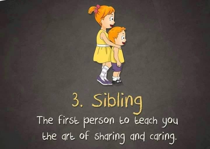 3. Sibling - The first person to teach you the art of sharing and caring.