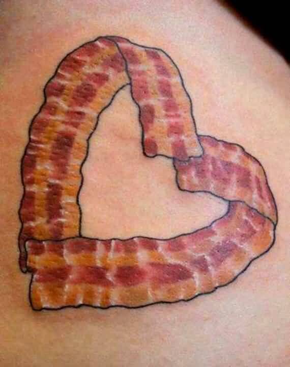 Bacon In Heart Shape Tattoo by Jennifer Arteaga