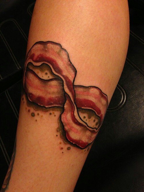 Bacon Infinity Symbol Tattoo On Forearm