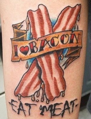 I Love Bacon Eat Meat Tattoo