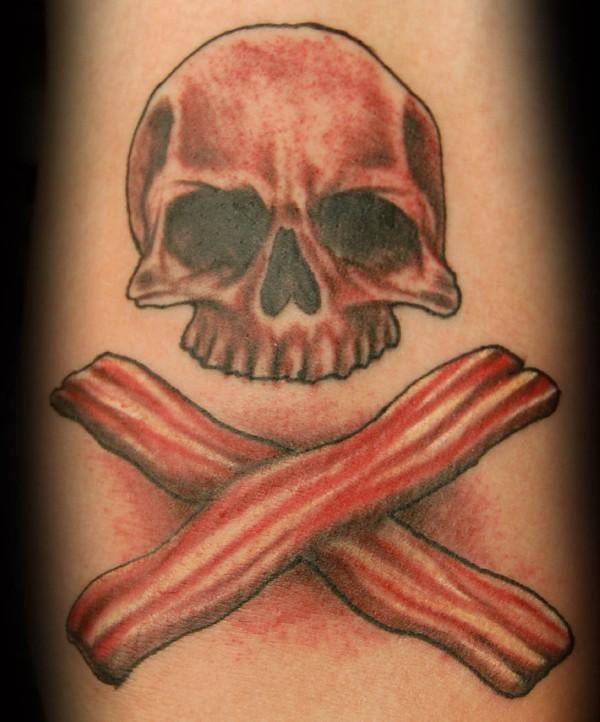 Skull and Bacon Tattoo Design