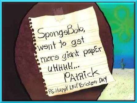 Spongebob Want To Get More Giant Paper Happy Leif Erikson Day Note