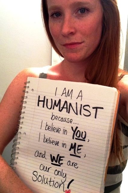 Girl With A Note About Humanist On World Humanist Day