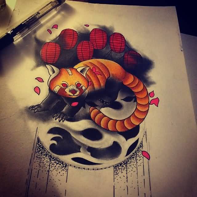 Red Panda Tattoo Design by Joe Galloway