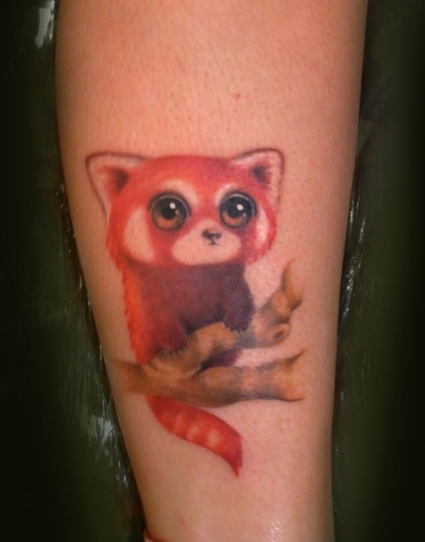 Red Panda Tattoo On Leg