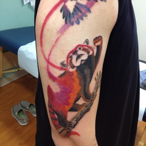 Right Half Sleeve Red Panda Tattoo