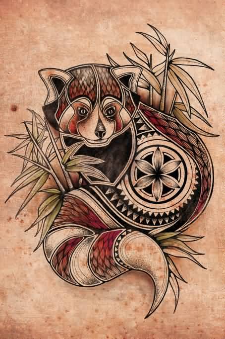 Unique Red Panda Tattoo Design