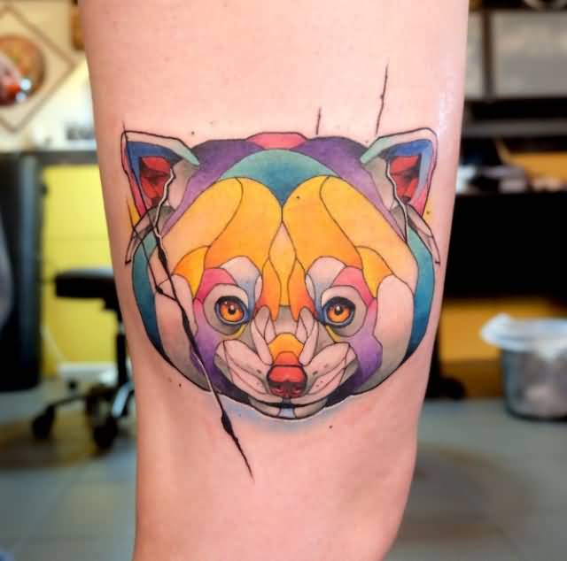 Watercolor Red Panda Head Tattoo