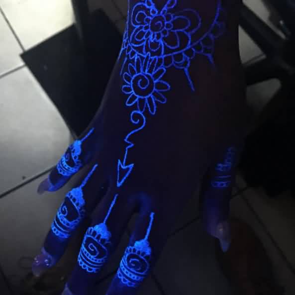 Black Light Tattoo On Right Hand for Girls