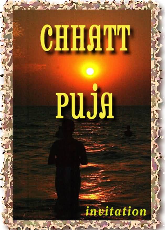 Chhath Puja Invitation Greeting Card