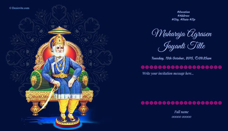 Maharaja Agrasen Jayanti Wishes Ecard